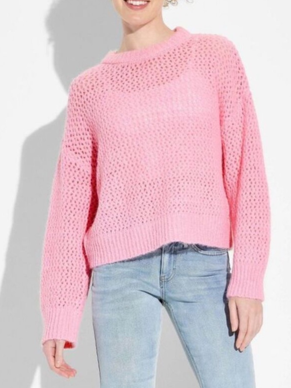 Pink Openwork Crewneck Pullover Sweater - Wild Fable- NWT